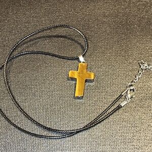 Tiger's eye chakra cross necklace